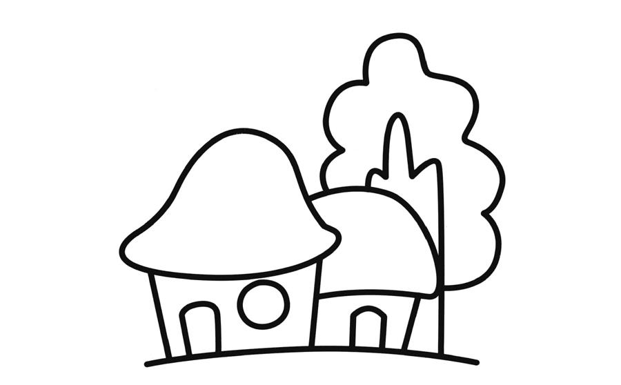 简笔画小木屋怎么画_木屋简笔画图片