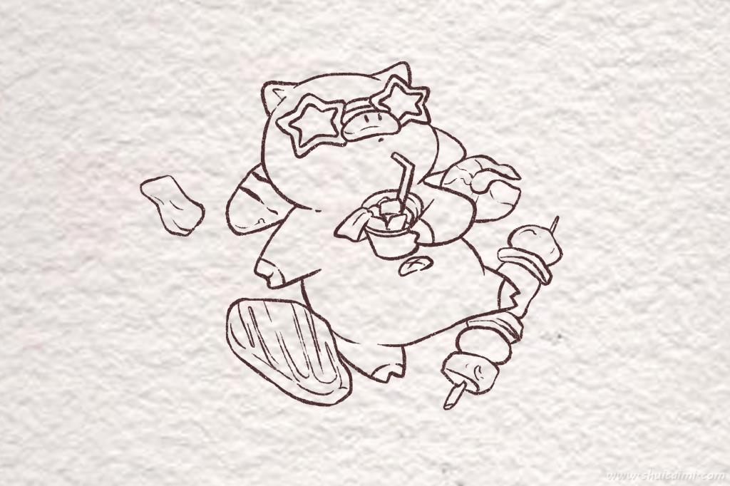 创意烧烤小猪怎么画 创意烧烤小猪简笔画彩色