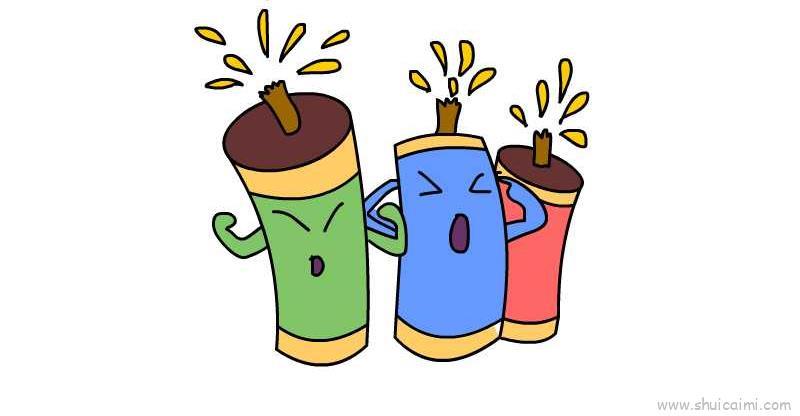 放烟花儿童画怎么画 放烟花简笔画好看