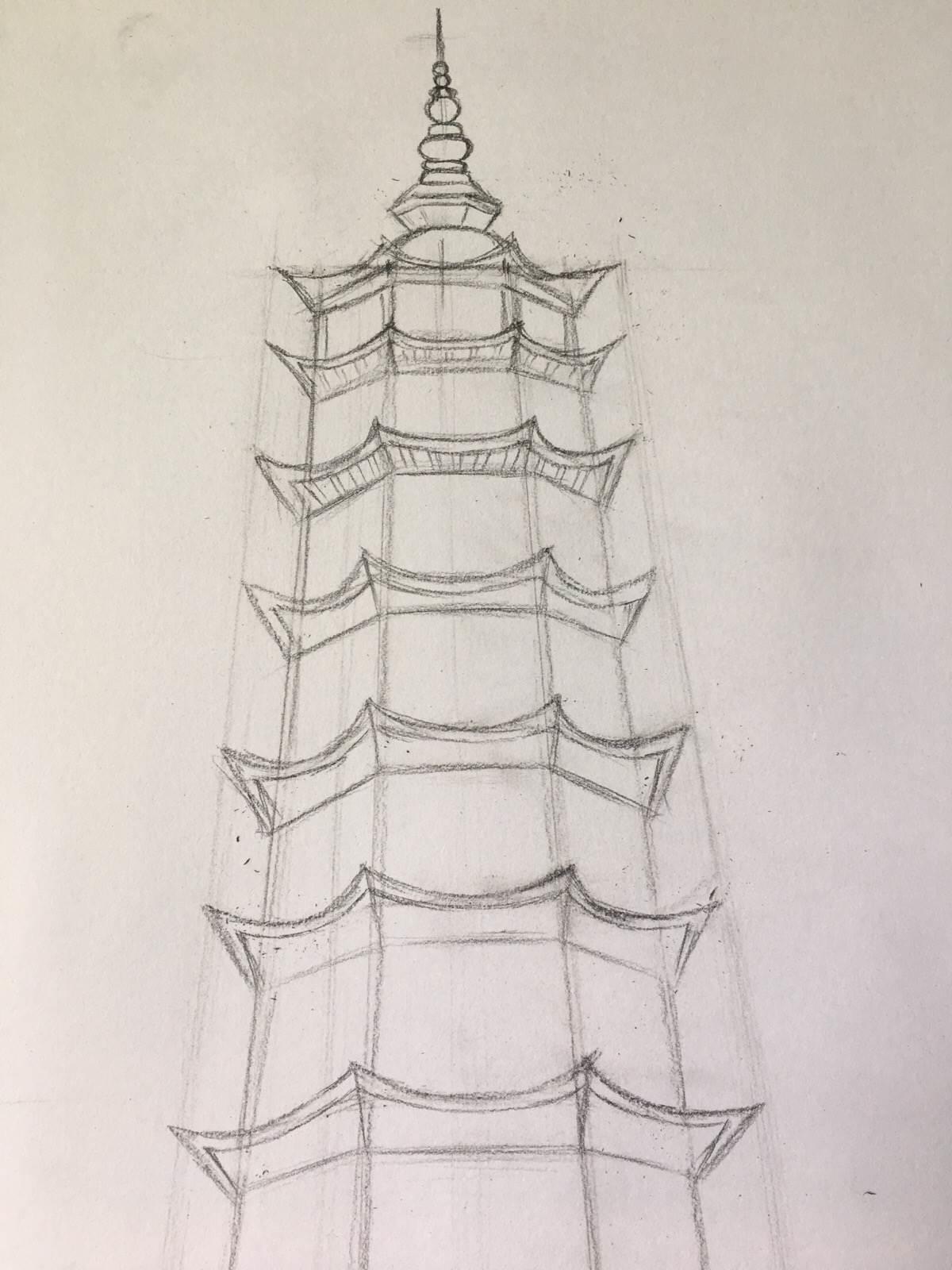 雷峰塔简笔画 雷峰塔简笔画儿童简笔画