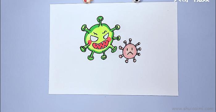 病毒逃跑儿童画怎么画 病毒逃跑简笔画图片