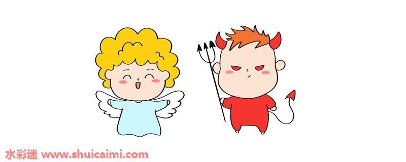 天使与恶魔怎么画 天使与恶魔简笔画漂亮