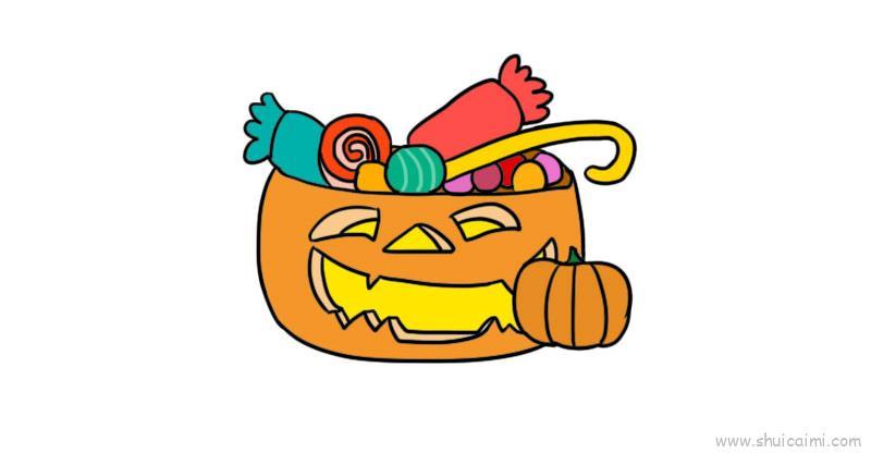 南瓜糖果儿童画怎么画 南瓜糖果简笔画图片