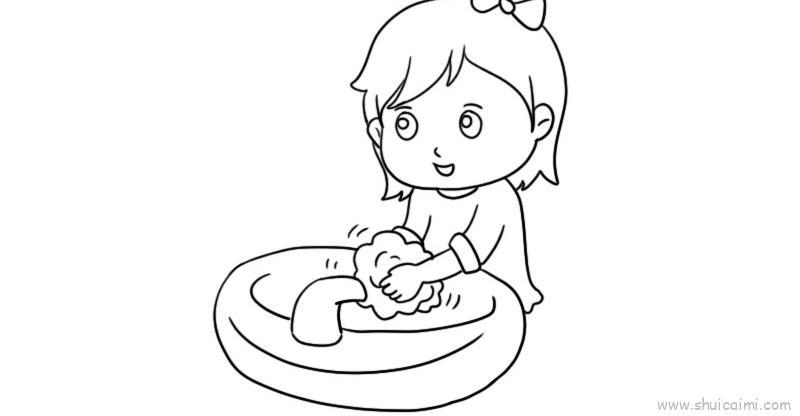 幼儿洗手儿童画怎么画 幼儿洗手简笔画图片