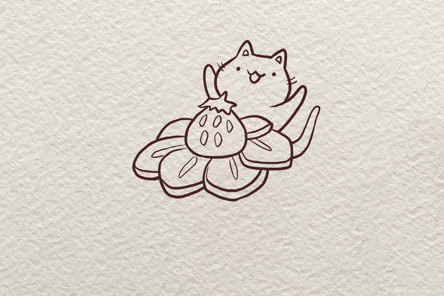 吃蛋糕开心小猫怎么画 吃蛋糕开心小猫简笔画画法