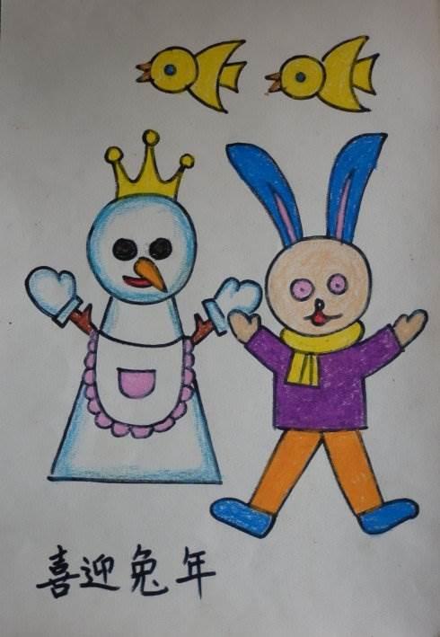 2023兔子拜年简笔画图片 小兔子拜年简笔画