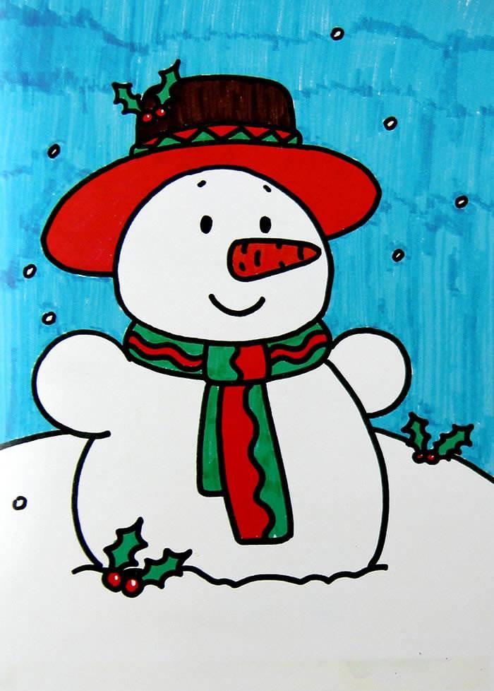 雪人简笔画图片大全 雪人简笔画图片大全带颜色