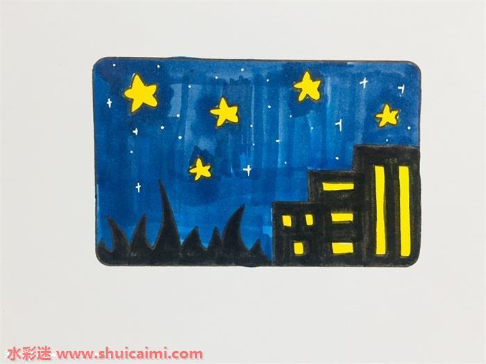 夜空怎么画 夜空简笔画简单好看带颜色