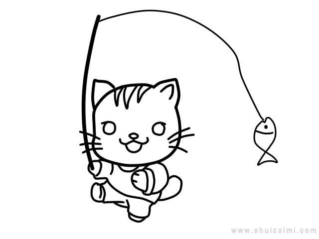 小猫钓鱼简笔画怎么画 小猫钓鱼简笔画步骤