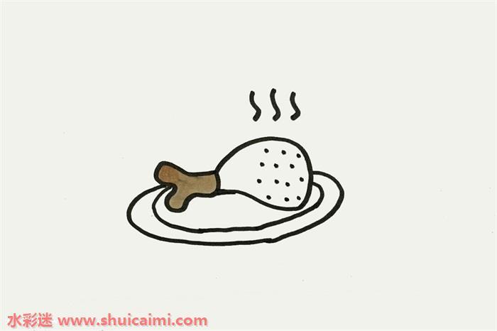 鸡腿怎么画 鸡腿简笔画步骤图