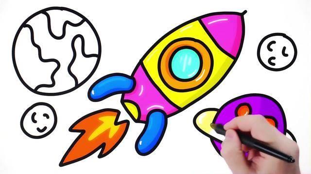 火箭简笔画带涂颜色 火箭简笔画带涂颜色一幅画