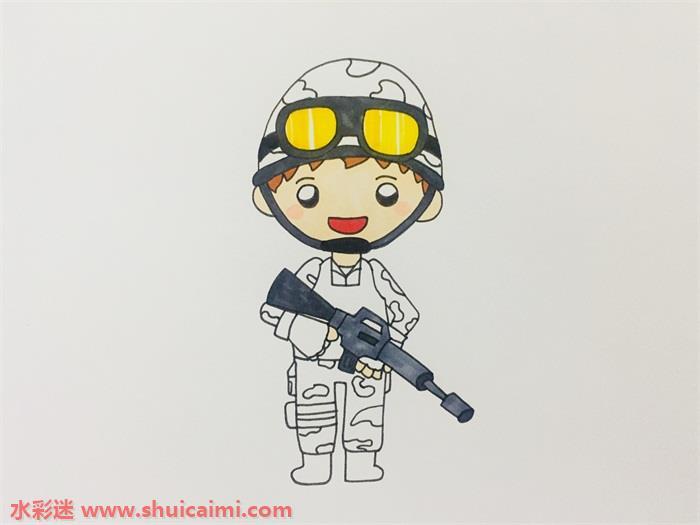 解放军怎么画 解放军简笔画步骤图