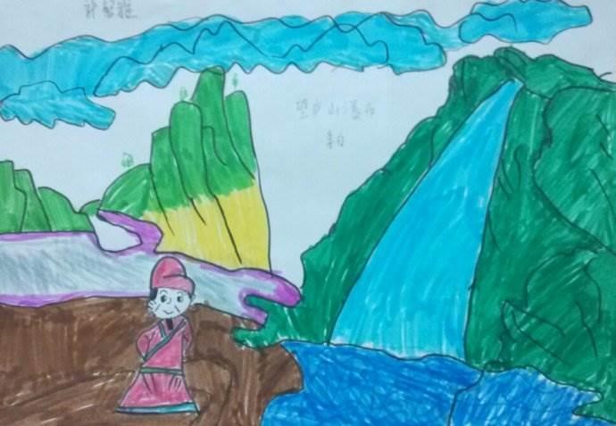 望庐山瀑布简笔画 望庐山瀑布简笔画图片