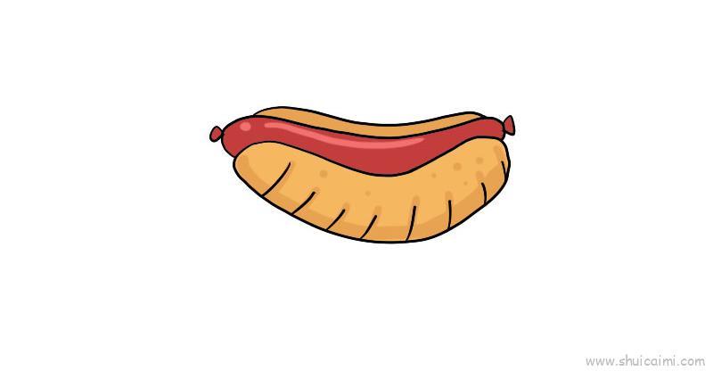 热狗儿童画怎么画 热狗简笔画画法