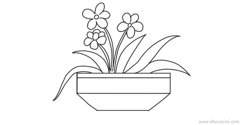 小花盆植物儿童画怎么画 小花盆植物简笔画步骤