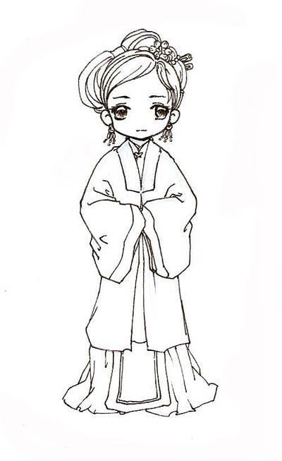 汉服简笔画 汉服简笔画男