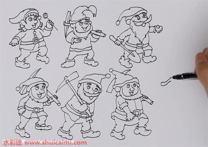 七个小矮人怎么画 七个小矮人简笔画步骤