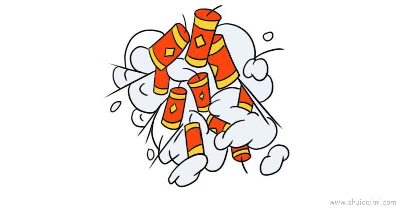 炸鞭炮儿童画怎么画 炸鞭炮简笔画简单又好看