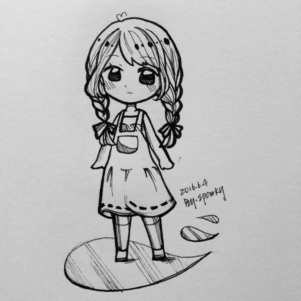 可爱简笔画手绘女孩 可爱简笔画手绘女孩丸子头