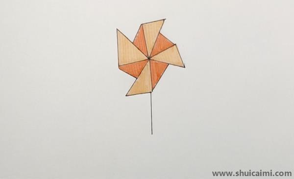 风车儿童画怎么画 带颜色风车简笔画图片步骤