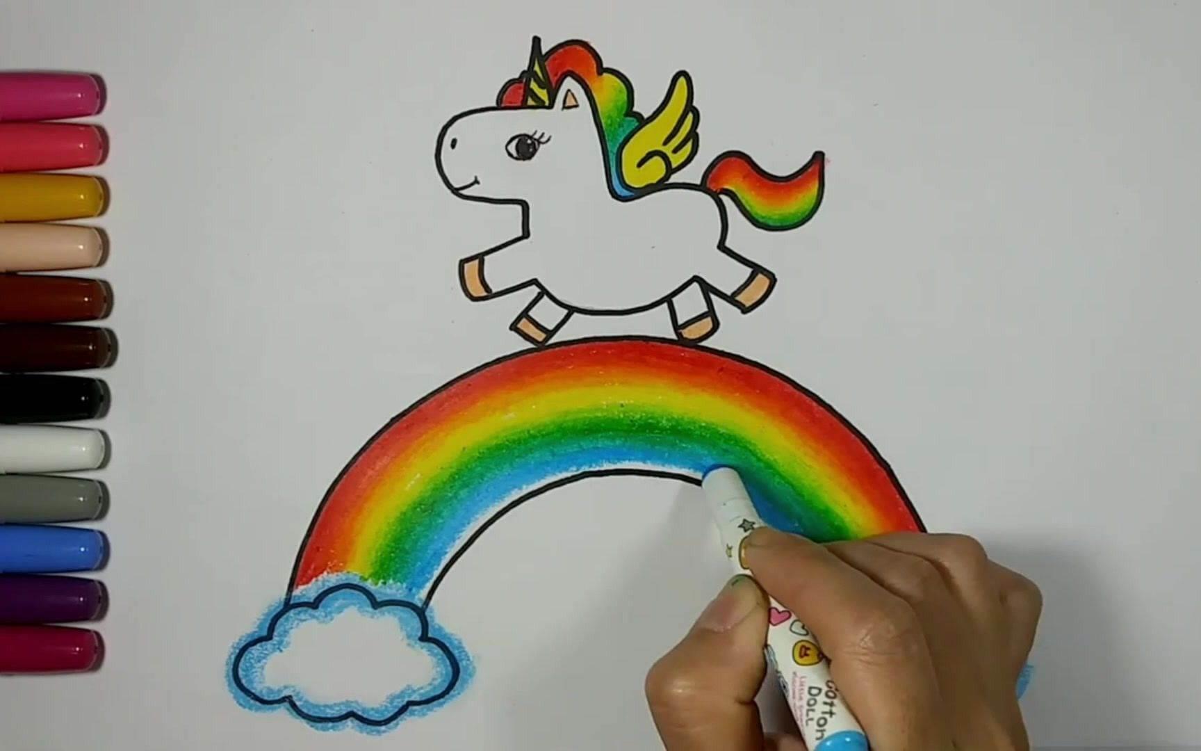 独角兽简笔画 独角兽简笔画可爱呆萌