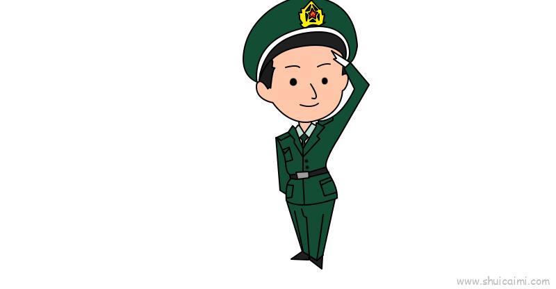 军人敬礼儿童画怎么画 军人敬礼简笔画顺序