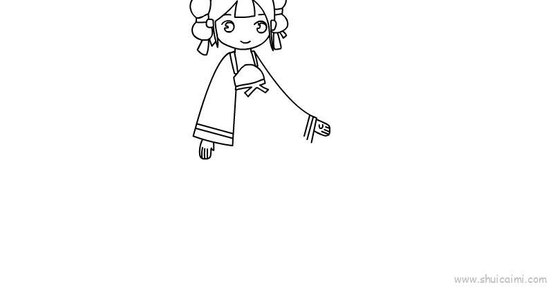 古装少女人物儿童画怎么画 古装少女人物简笔画步骤