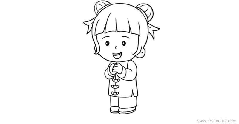 小孩拜年儿童画怎么画 小孩拜年简笔画图片