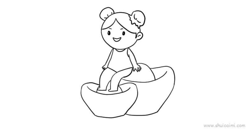 元宝小女孩儿童画怎么画 元宝小女孩简笔画简单又好看