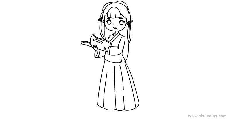 古装女孩儿童画怎么画 古装女孩简笔画好看