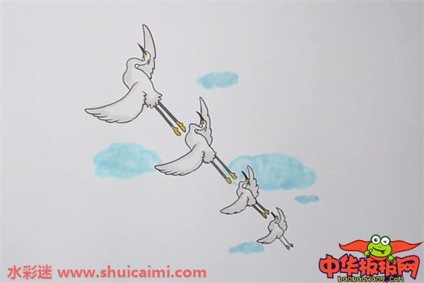 一行白鹭怎么画 一行白鹭简笔画步骤图