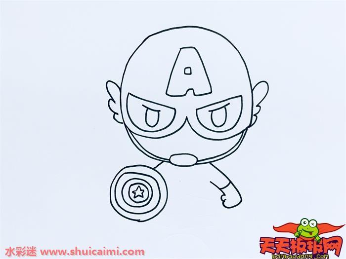 漫威英雄美国队长怎么画 美国队长简笔画图片大全带颜色