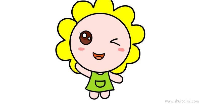 小女孩挥手儿童画怎么画 小女孩挥手简笔画图片大全