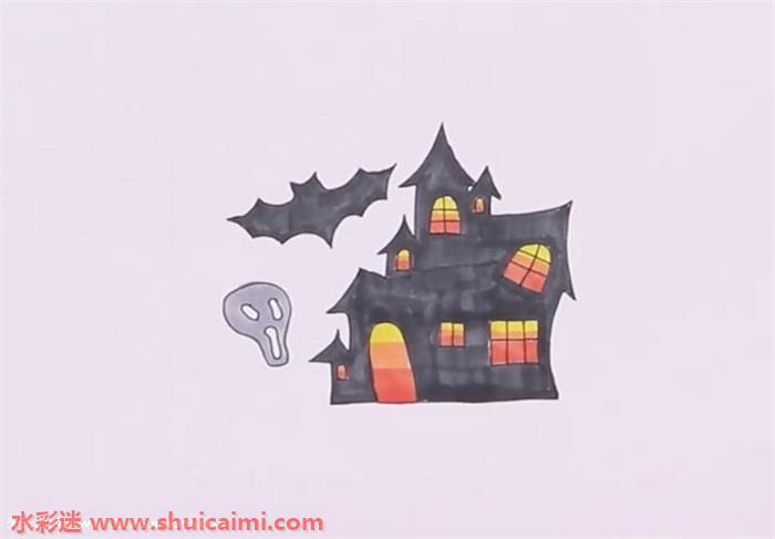 万圣节幽灵城堡怎么画 万圣节幽灵城堡简笔画步骤图