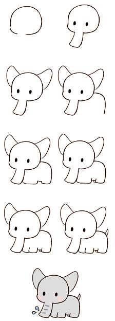 大象简笔画 大象简笔画可爱又简单
