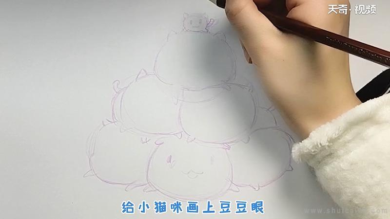 一群猫咪简笔画怎么画 一群猫咪简笔画图片