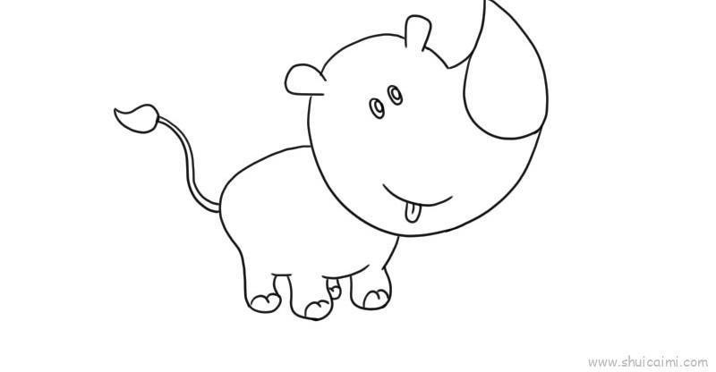 犀牛儿童画怎么画 犀牛简笔画步骤