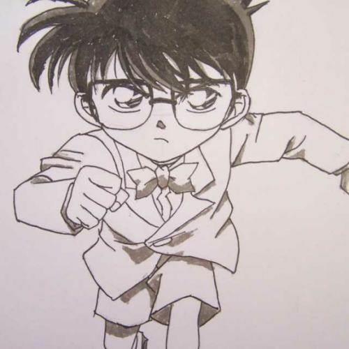 柯南简笔画 手绘柯南头像简笔画