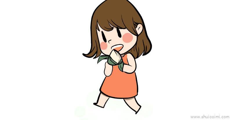 吃粽子儿童画怎么画 吃粽子简笔画画法