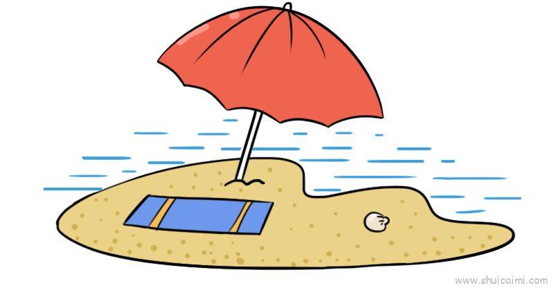 沙滩儿童画怎么画 沙滩简笔画图片