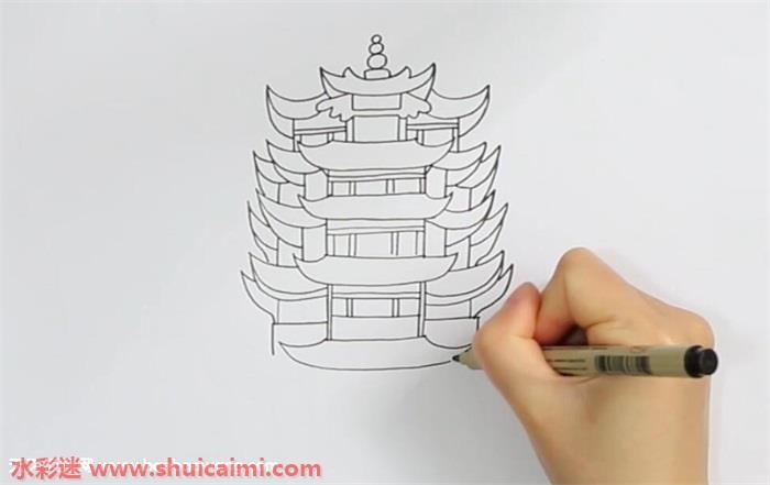 黄鹤楼怎么画 黄鹤楼简笔画步骤图