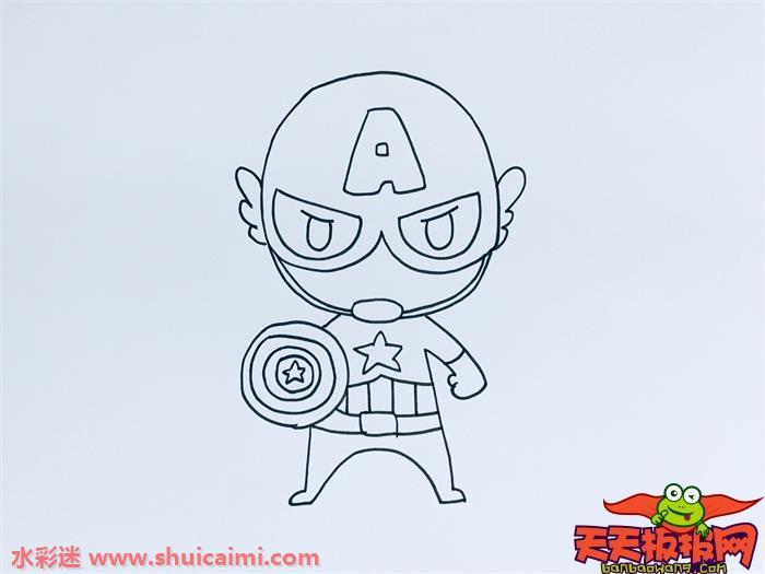 漫威英雄美国队长怎么画 美国队长简笔画图片大全带颜色