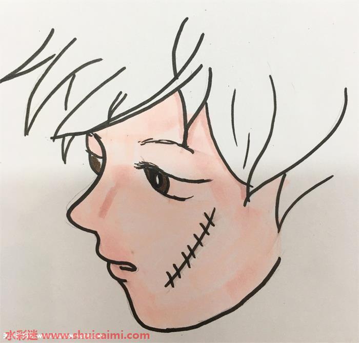 脸上的伤疤简笔画教程