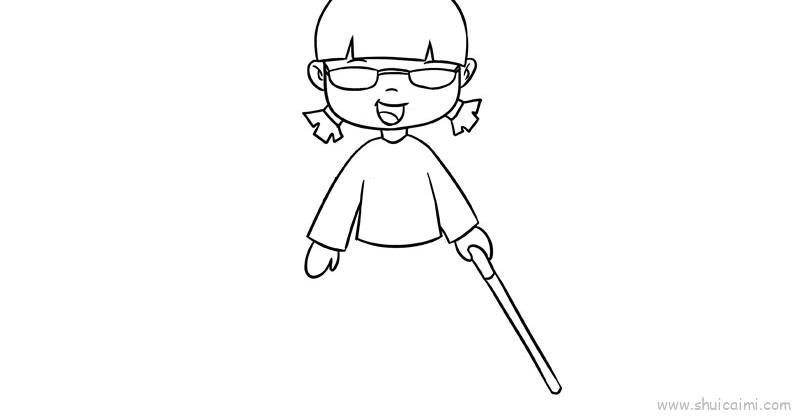 盲人儿童画怎么画 盲人简笔画图片