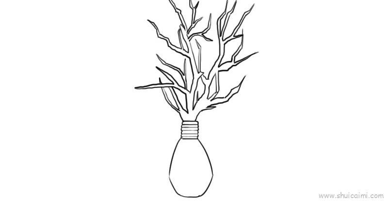 好看的梅花插瓶简笔画绘画教学