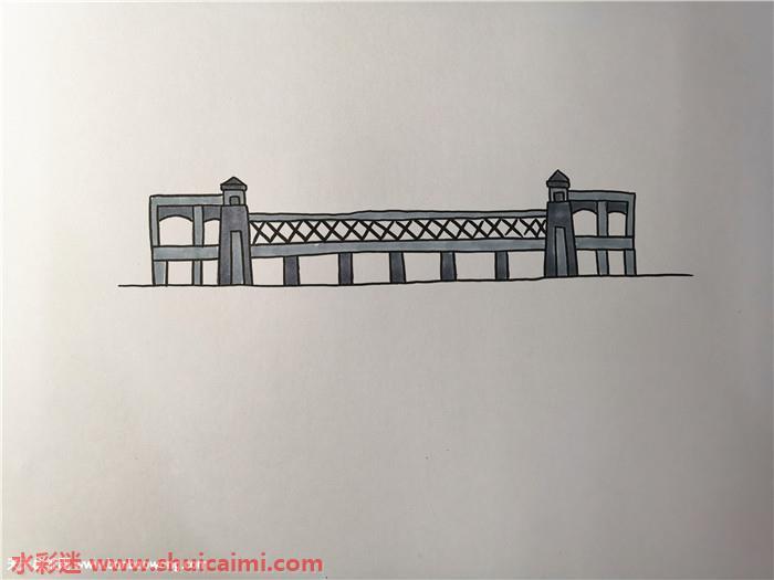 武汉长江大桥怎么画 武汉长江大桥简笔画图片带颜色