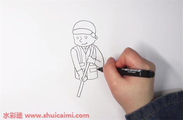 环卫工人怎么画 环卫工人简笔画彩色