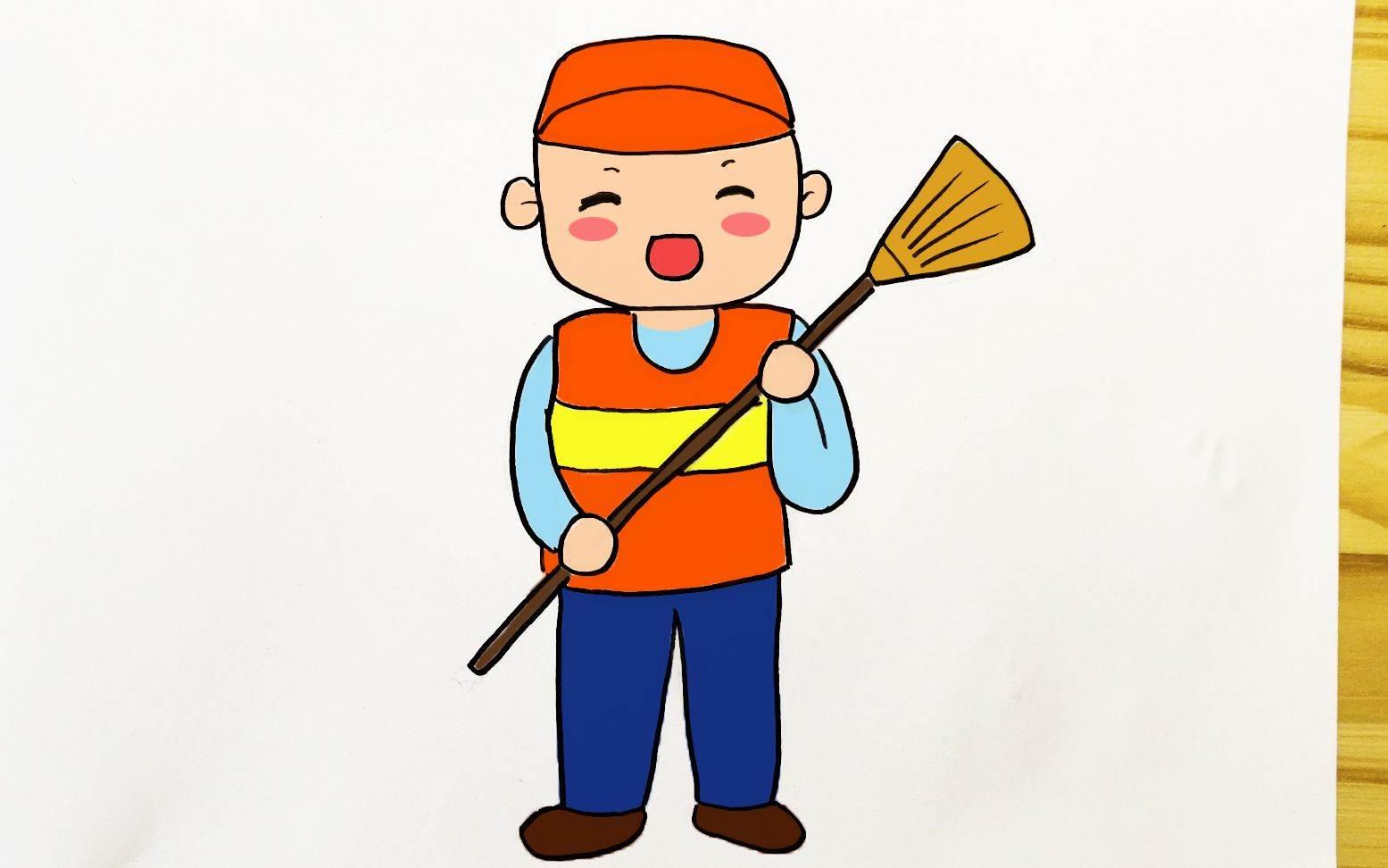 环卫工人简笔画 环卫工人简笔画简单又漂亮