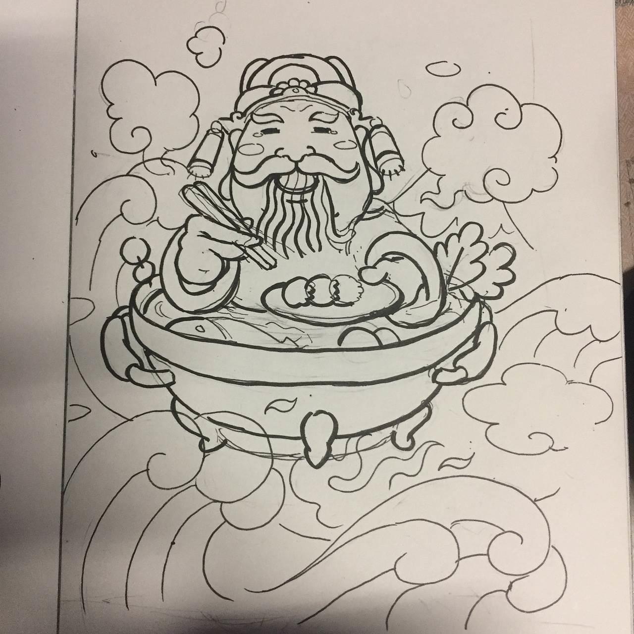 灶王爷简笔画图片大全 灶王爷骑马的简笔画