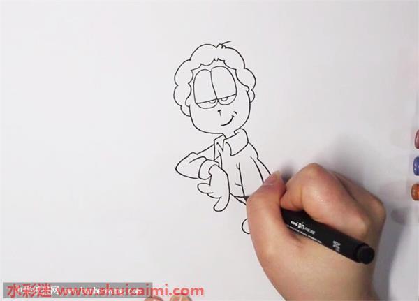 加菲猫主人怎么画 加菲猫主人简笔画简单又漂亮彩色